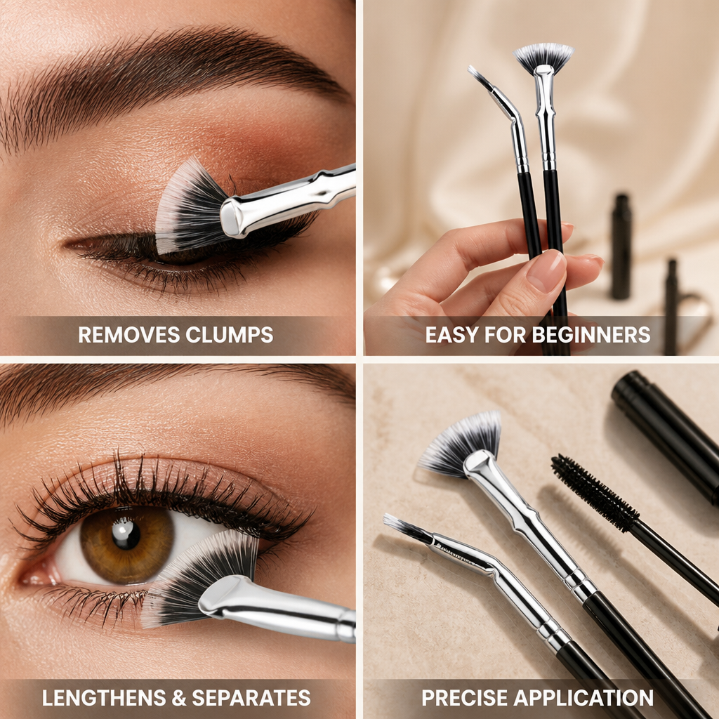Eyelash Fan Brush Clump-Free 120 Bristles