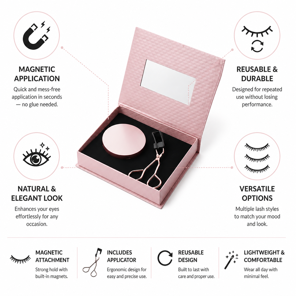 Eyelash Set Magnetic Reusable Includes Applicator