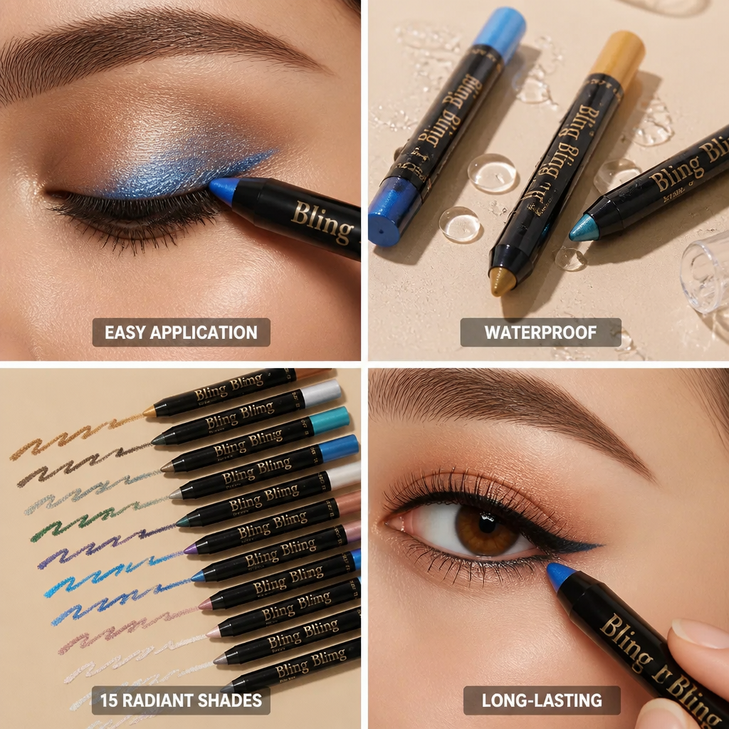 Eyeshadow & Eyeliner Stick Waterproof Pearlescent Shimmer 15 Shades