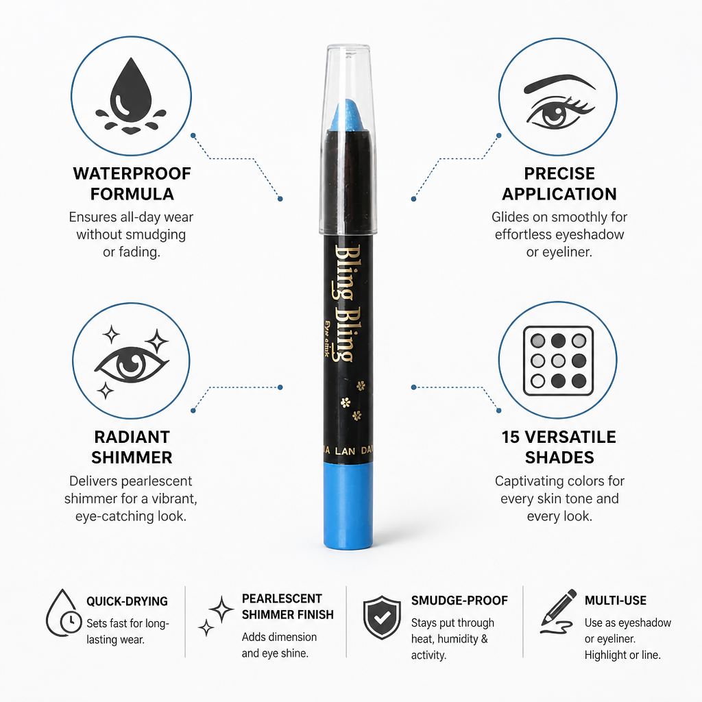 Eyeshadow & Eyeliner Stick Waterproof Pearlescent Shimmer 15 Shades
