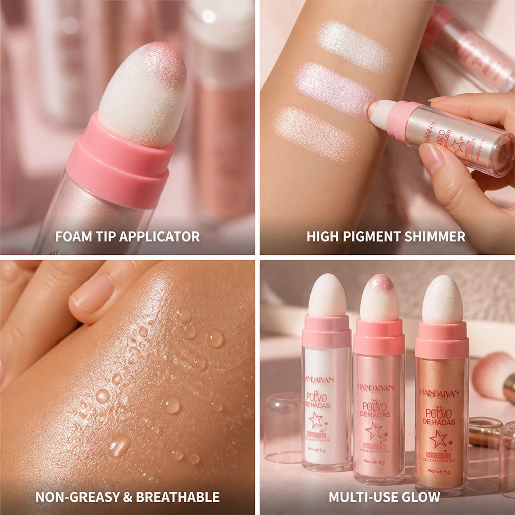Face Highlighter Stick Foam Tip Creamy Shimmer