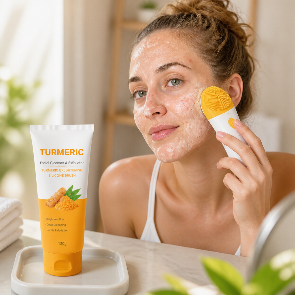 Facial Cleanser & Exfoliator Turmeric Brightening Silicone Brush