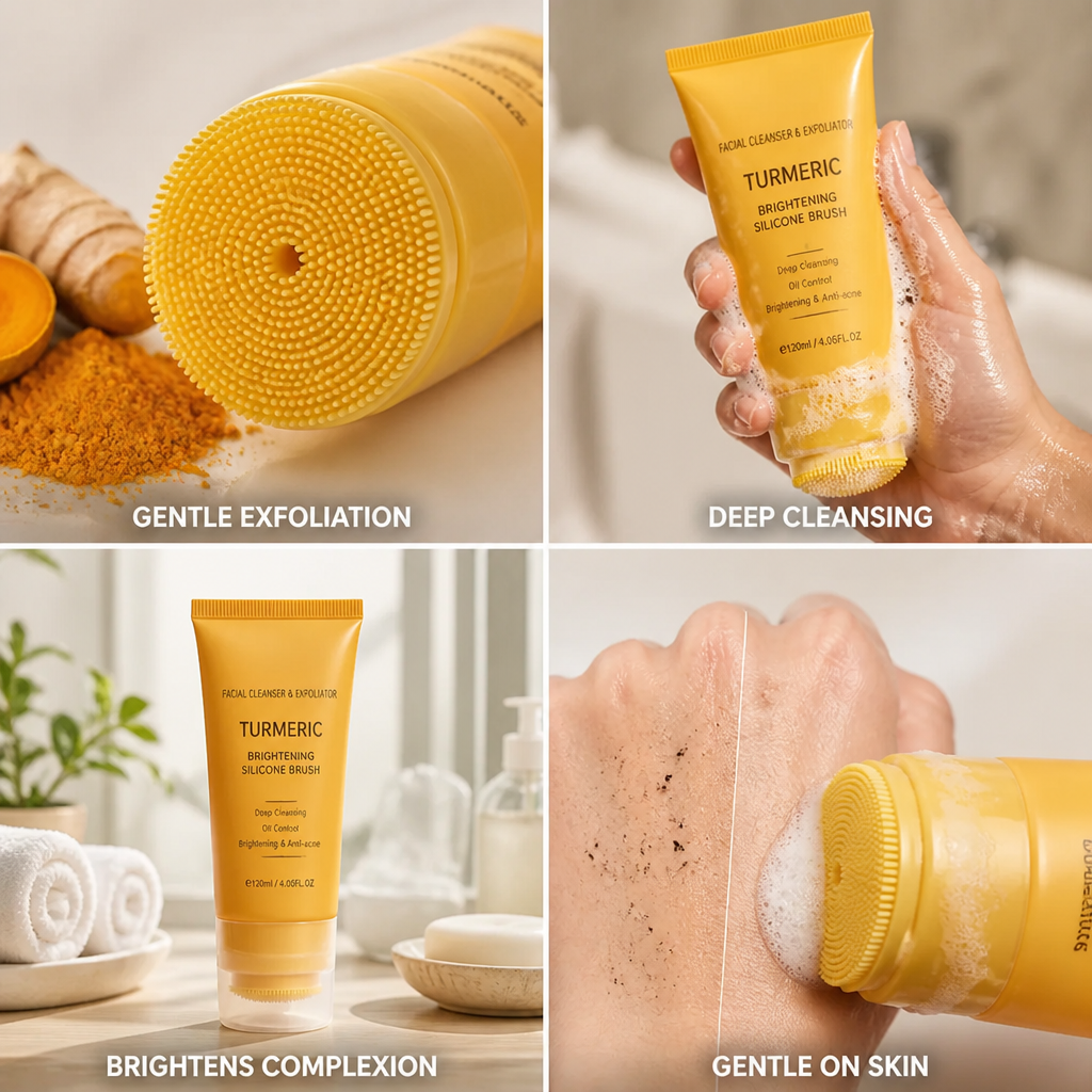 Facial Cleanser & Exfoliator Turmeric Brightening Silicone Brush