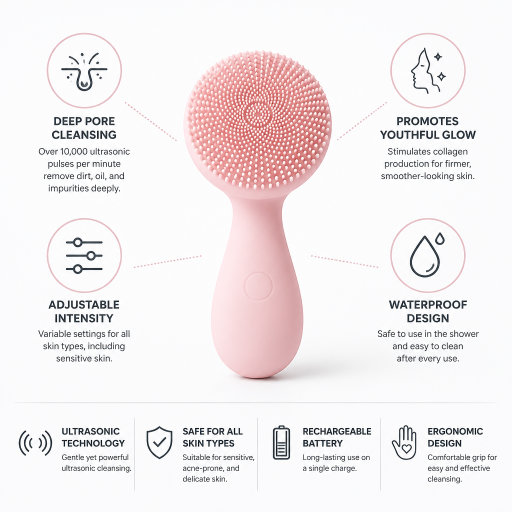 Facial Cleanser Ultrasonic Deep Pore Adjustable Intensity