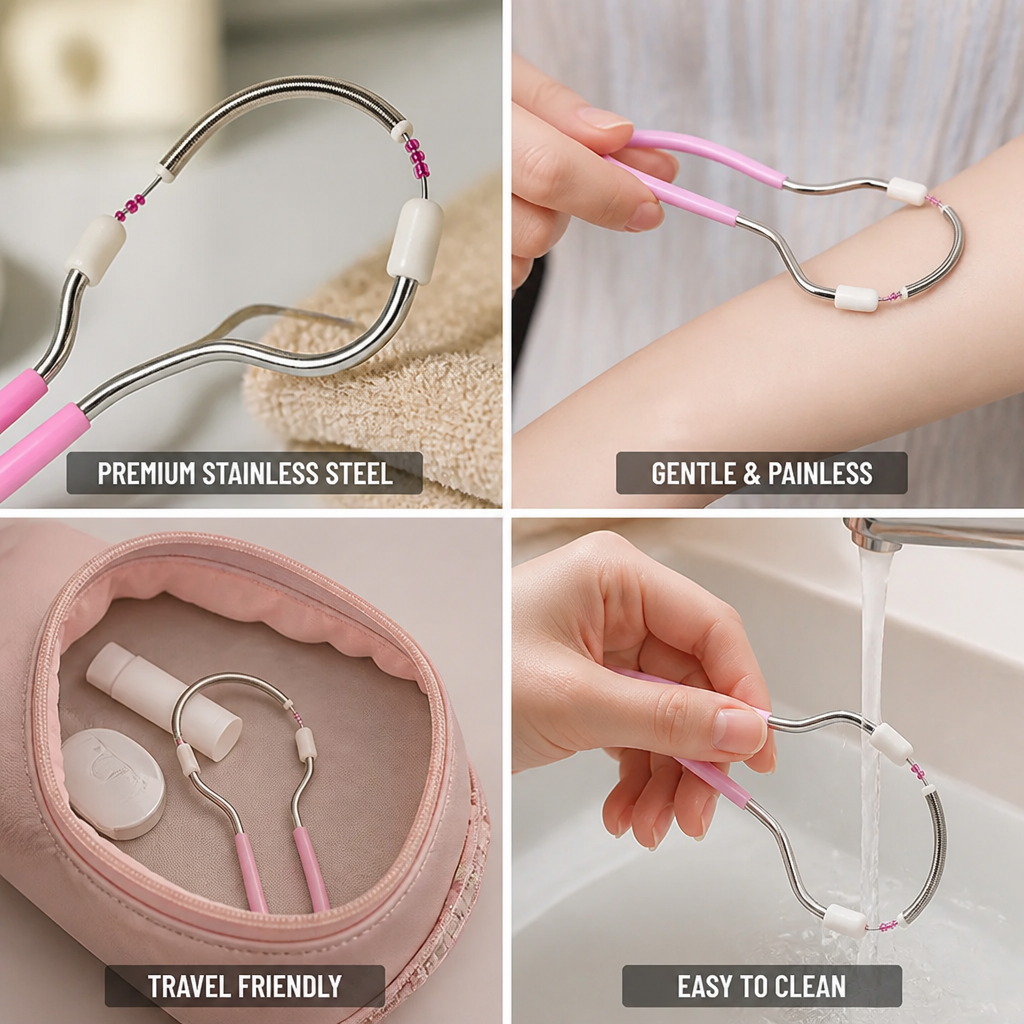 Facial Epilator Dual-Spring Stainless Steel Travel-Friendly