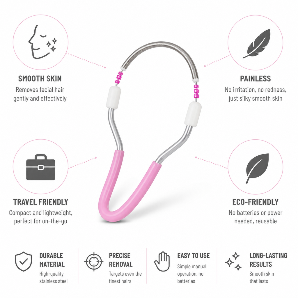 Facial Epilator Dual-Spring Stainless Steel Travel-Friendly