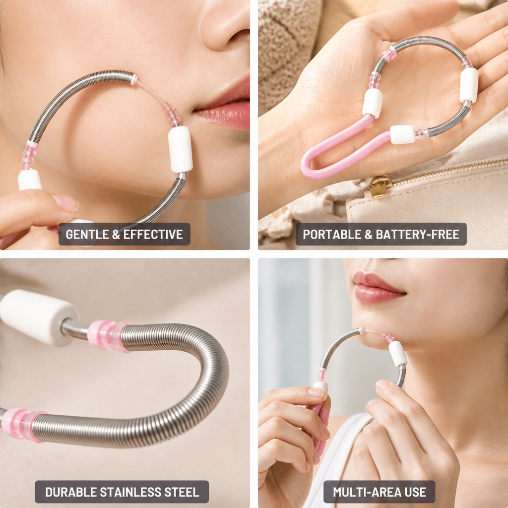 Facial Hair Remover Double-Spring Precision Stainless Steel Battery-Free