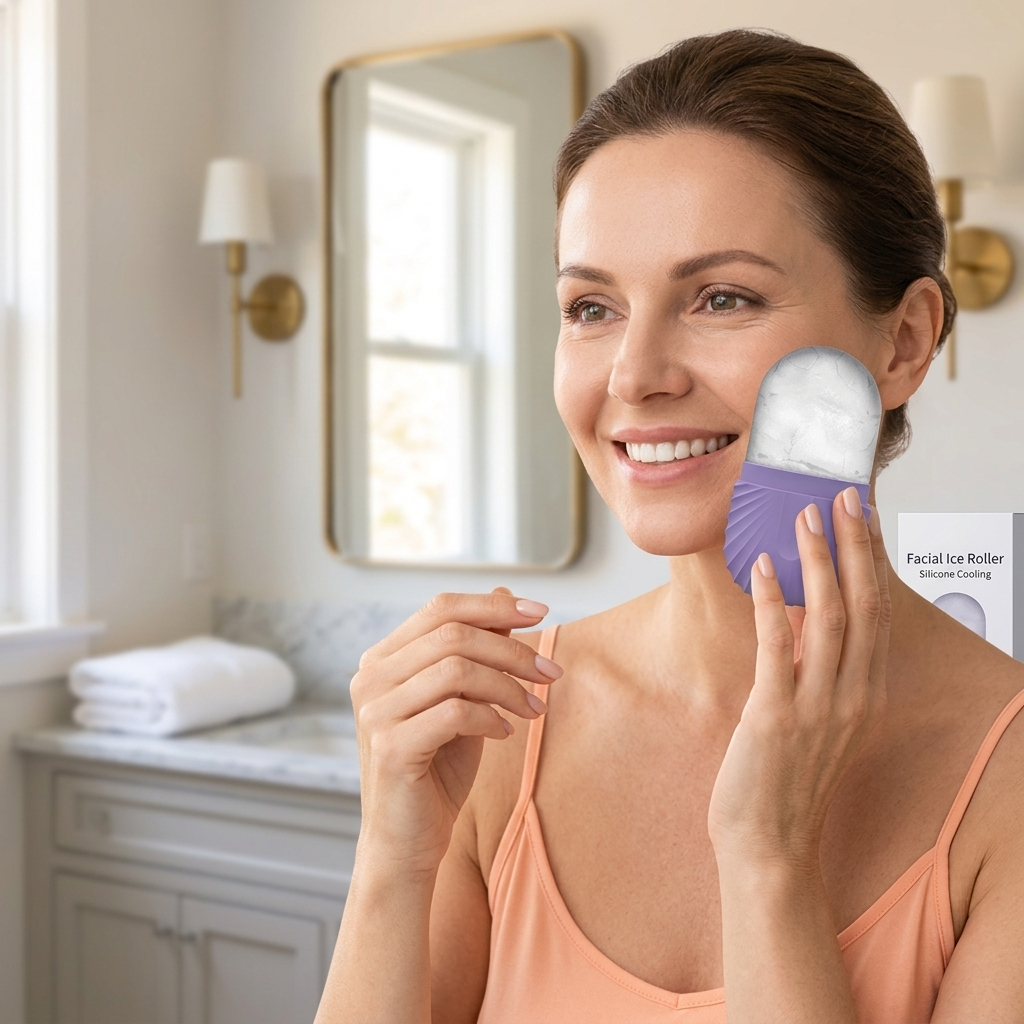 Facial Ice Roller Silicone Cooling Reduces Puffiness
