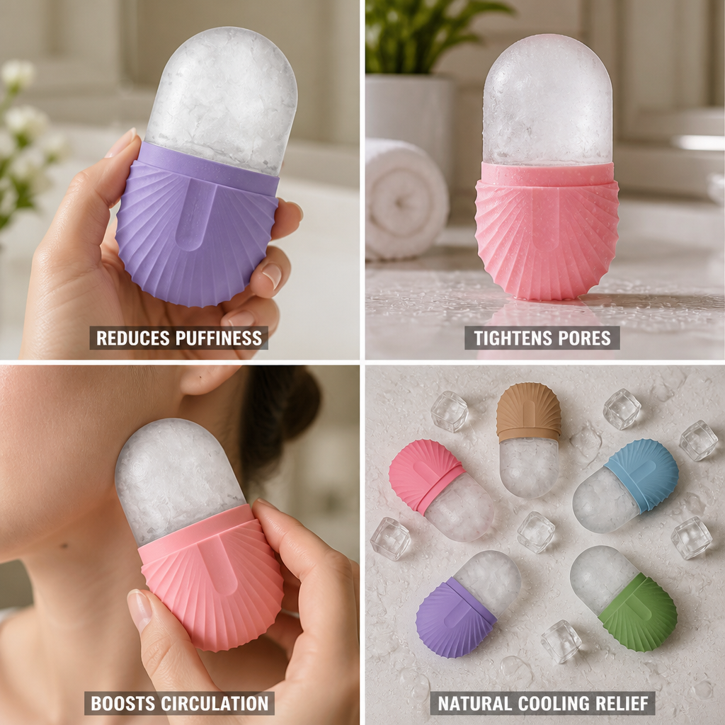 Facial Ice Roller Silicone Cooling Reduces Puffiness