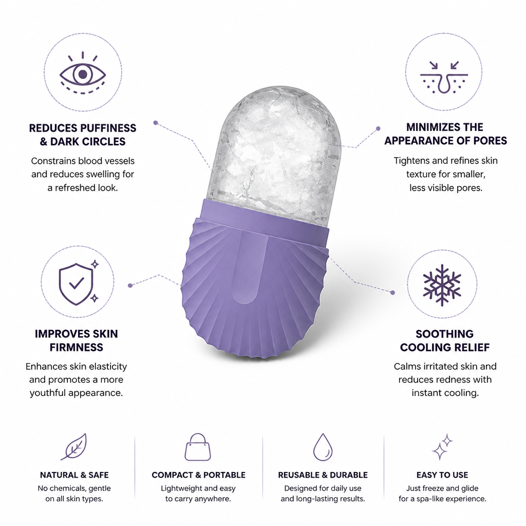 Facial Ice Roller Silicone Cooling Reduces Puffiness