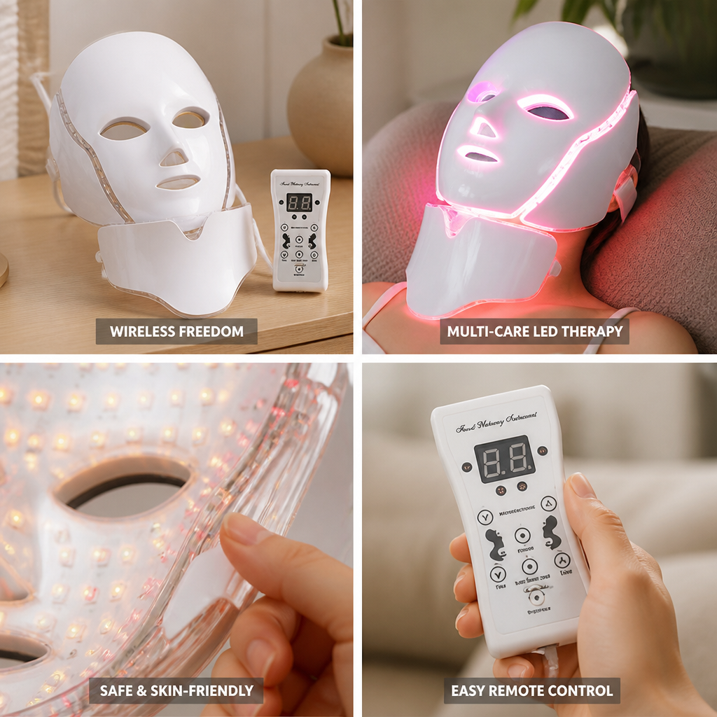Facial LED Therapy Mask 7-Color Wireless Remote