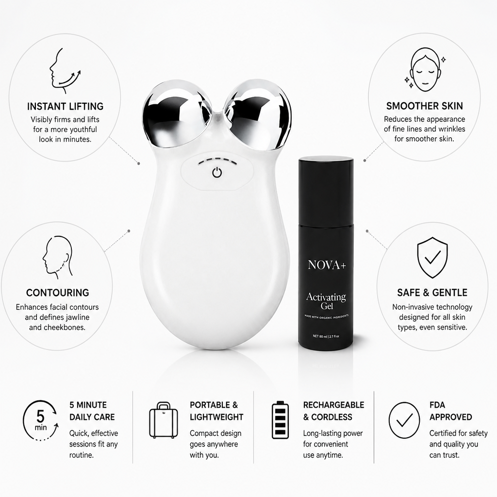 Facial Massager Microcurrent Firming & Contouring With Gel