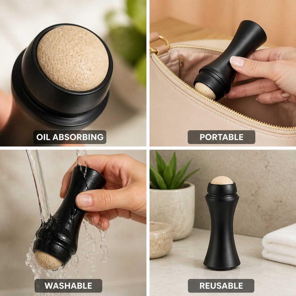 Facial Roller Oil-Absorbing Volcanic Stone Reusable