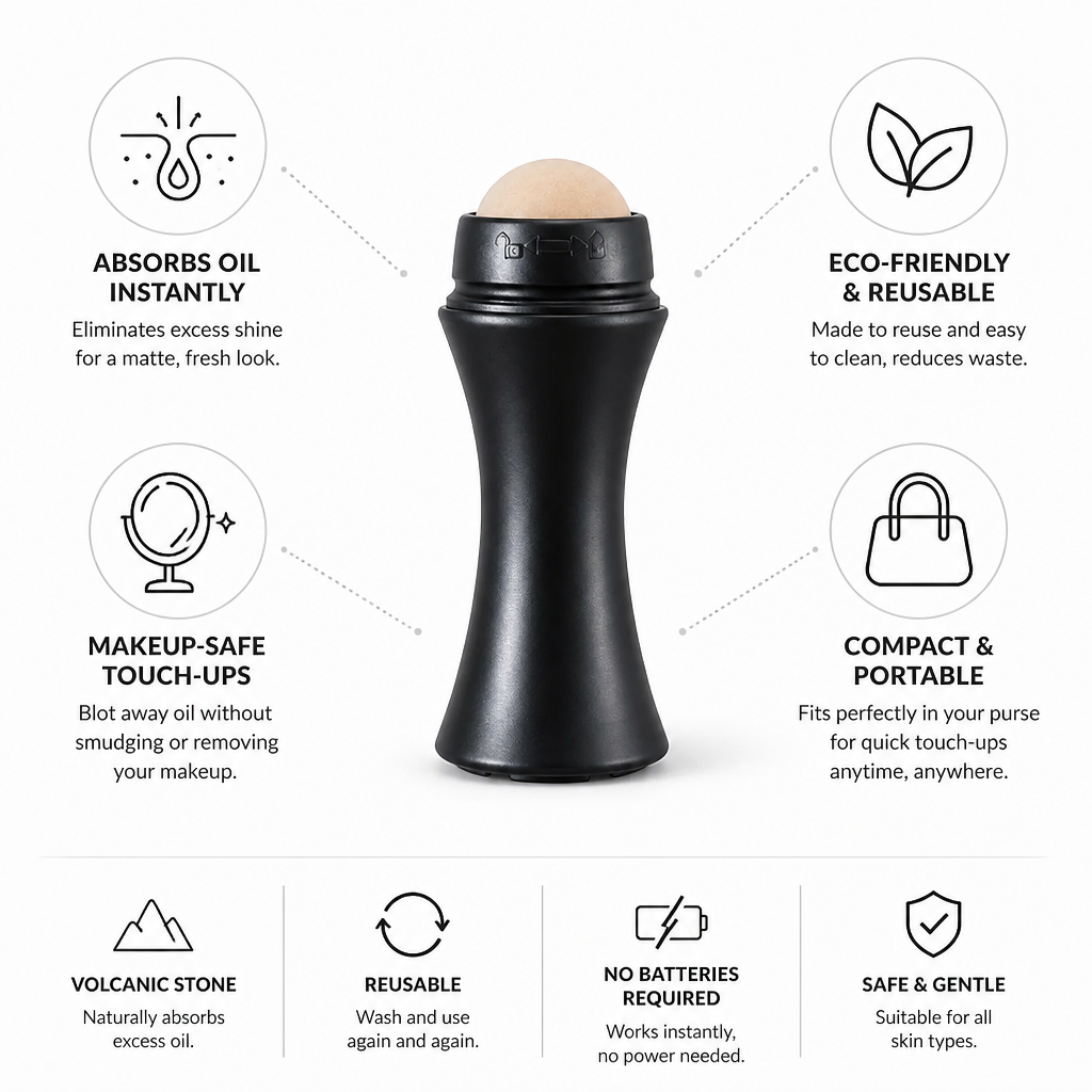 Facial Roller Oil-Absorbing Volcanic Stone Reusable