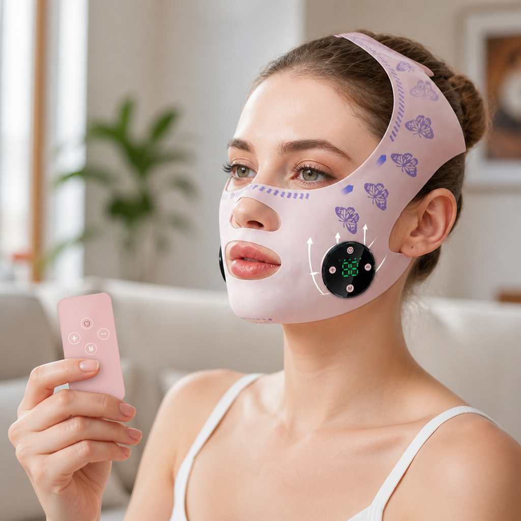 Facial Sculpting Kit Adjustable EMS Jaw Strap & Cheek Pads