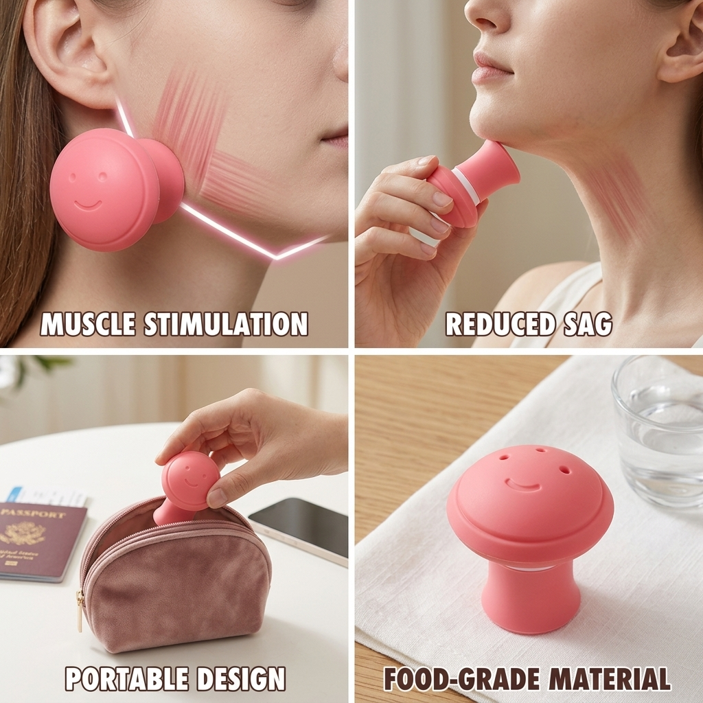 Facial Suction Trainer Jawline Contouring Portable Food-Grade Silicone