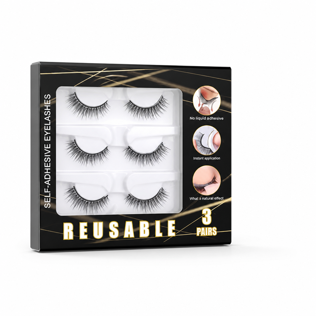 False Eyelashes Glue-Free Self-Adhesive Reusable 3 Pairs