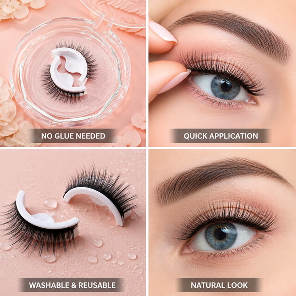 False Eyelashes Self-Adhesive No-Glue Reusable & Washable