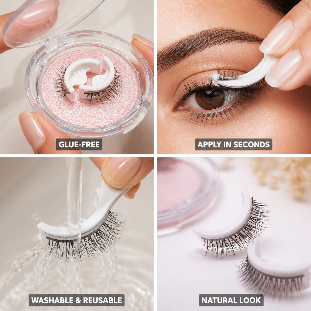 False Eyelashes Self-Adhesive Reusable Natural-Looking