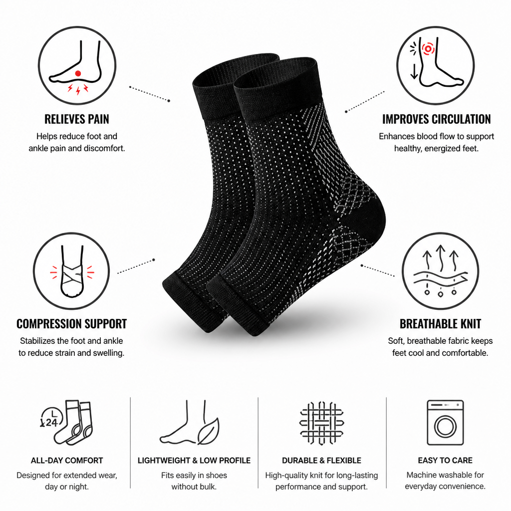 Foot & Ankle Compression Sleeve Graduated Compression Breathable Knit