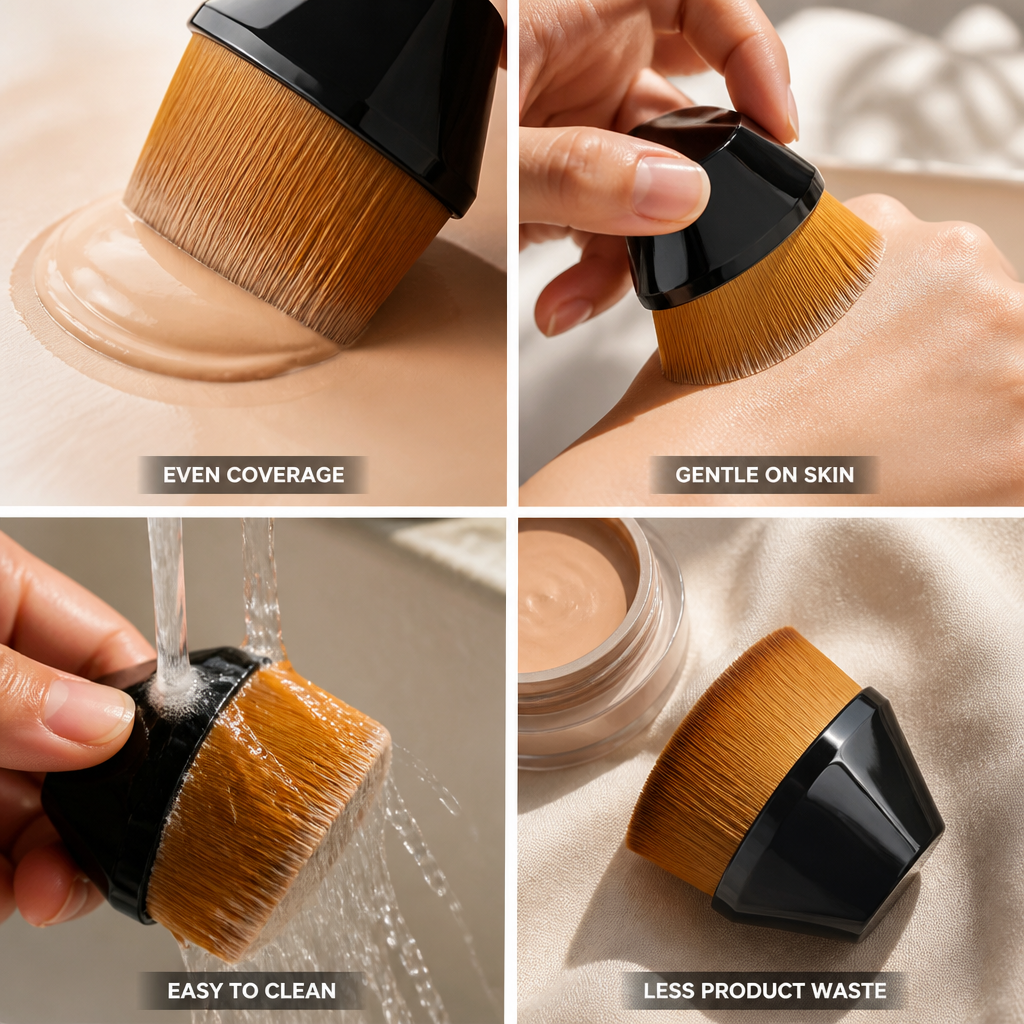 Foundation Brush Hexagonal Soft Synthetic Bristles