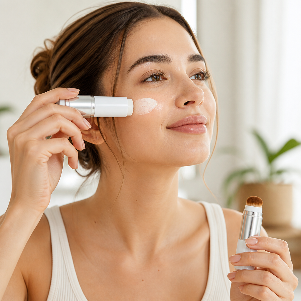 Foundation Stick Shade-Adapting Skincare-Infused Dual-Ended Brush