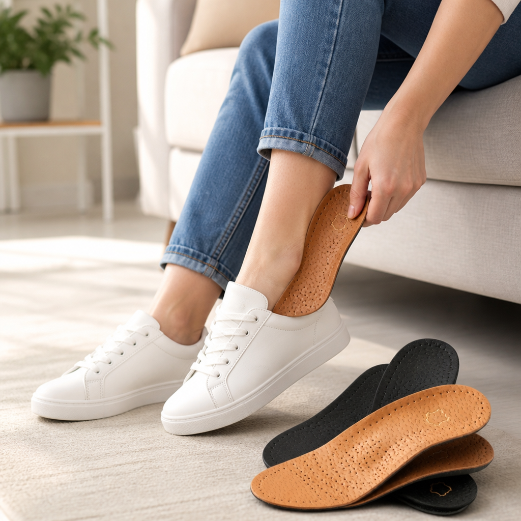 Full Foot Insoles Leather Arch Support Two Pairs