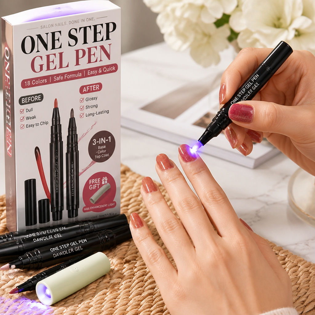 Gel Nail Pen Kit 3-In-1 Fine-Tip Handheld LED Lamp