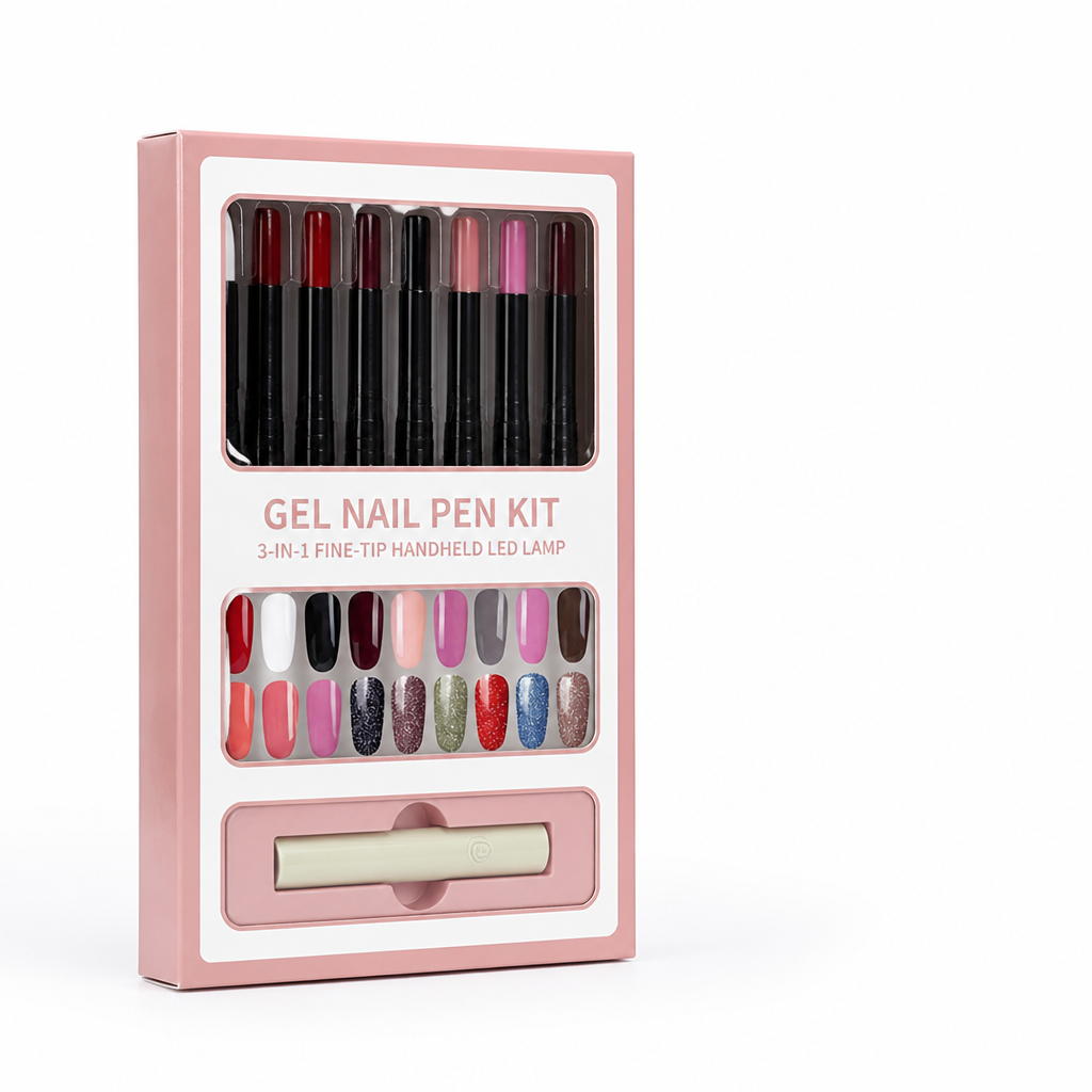 Gel Nail Pen Kit 3-In-1 Fine-Tip Handheld LED Lamp