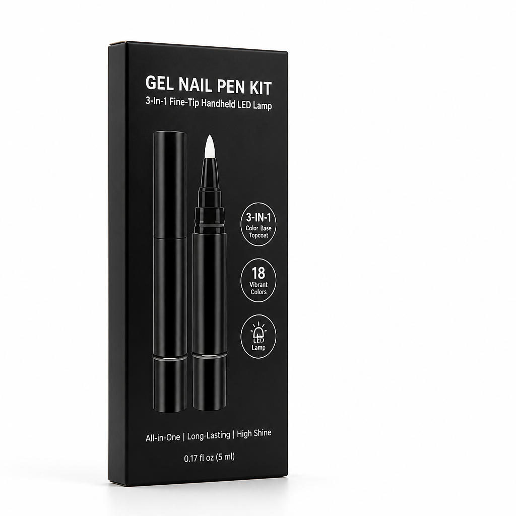 Gel Nail Pen Kit 3-In-1 Fine-Tip Handheld LED Lamp
