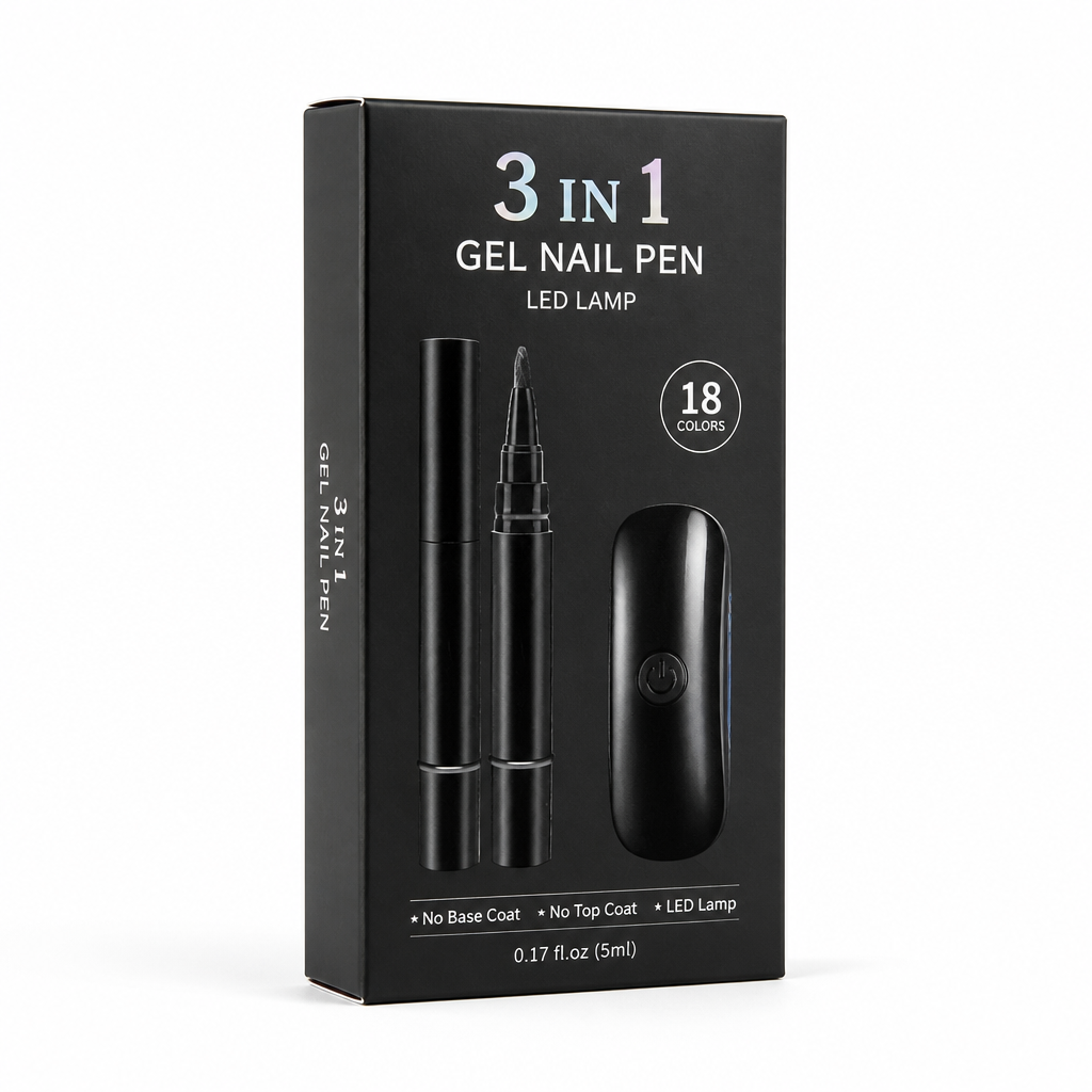 Gel Nail Pen Kit 3-In-1 Fine-Tip Handheld LED Lamp