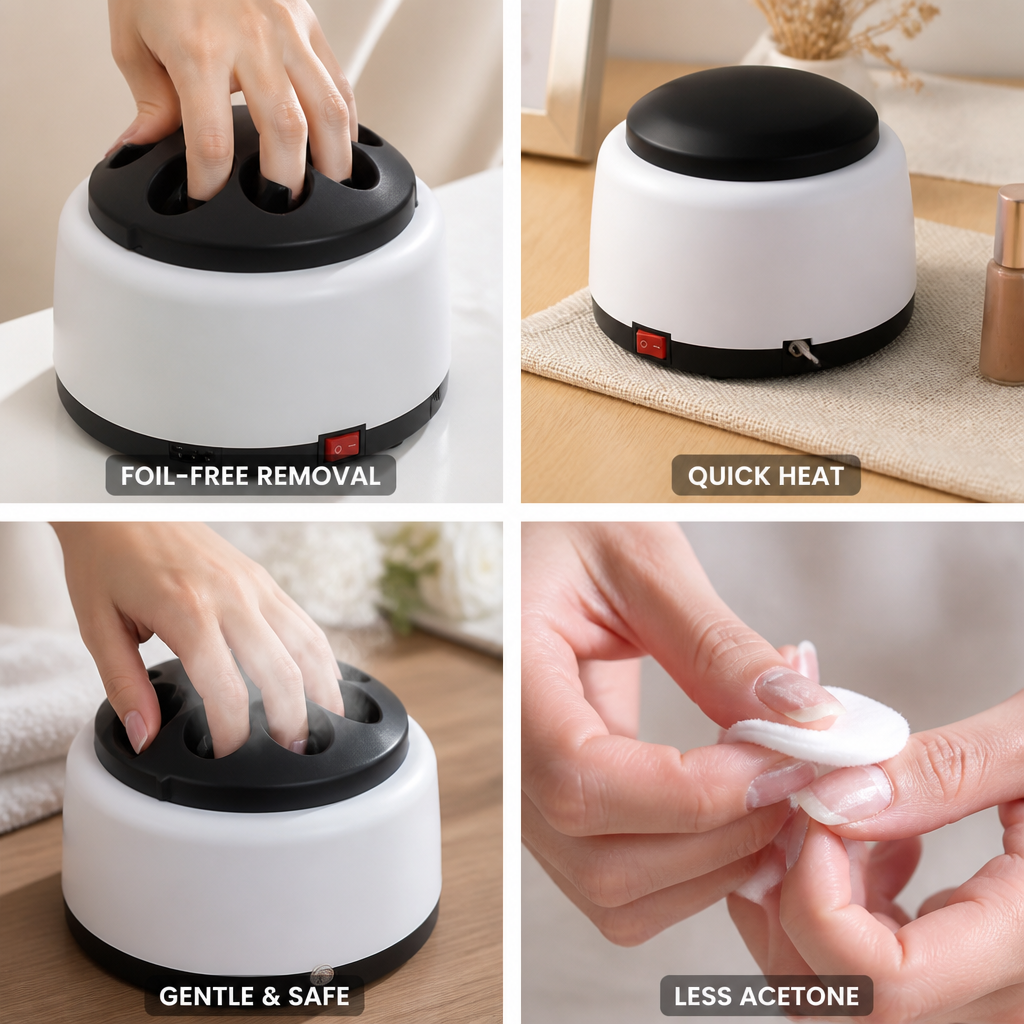 Gel Nail Polish Remover Steam-Based Minimal Acetone Foil-Free