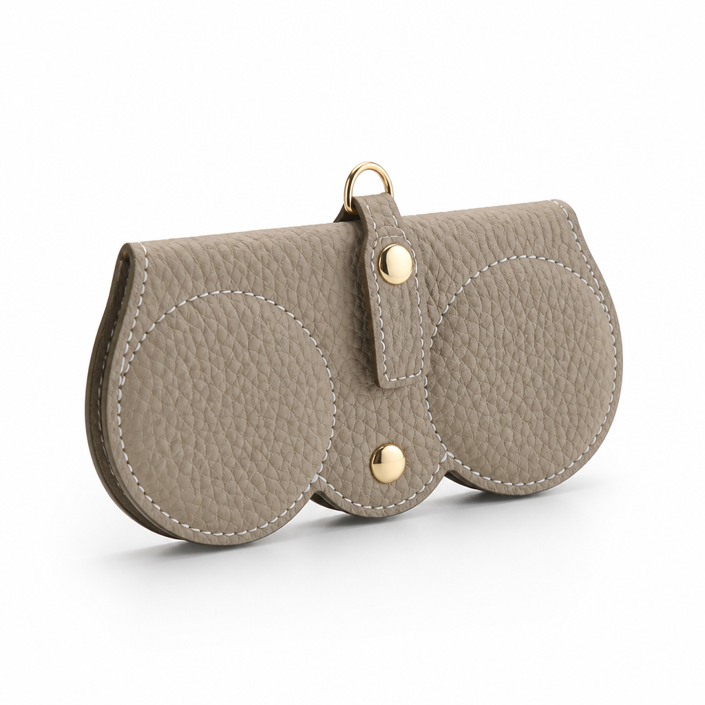 Glasses Case PU Leather & Plush Interior Snap Closure