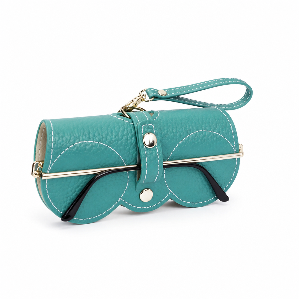 Glasses Case PU Leather & Plush Interior Snap Closure