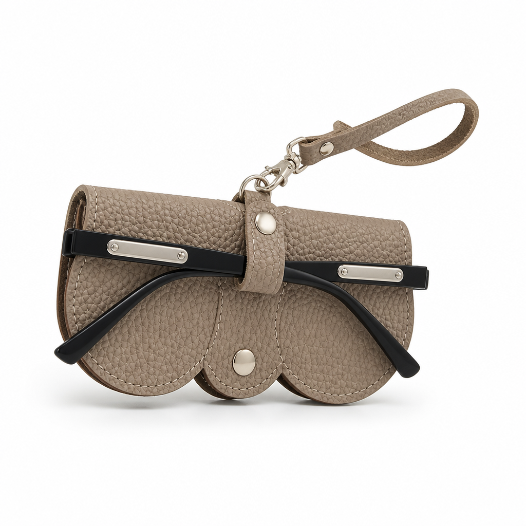 Glasses Case PU Leather & Plush Interior Snap Closure