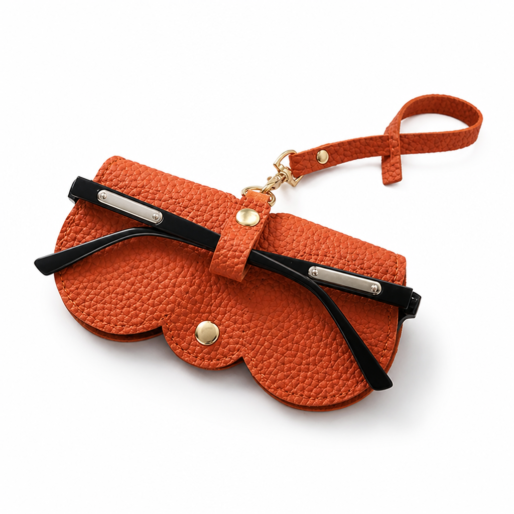 Glasses Case PU Leather & Plush Interior Snap Closure