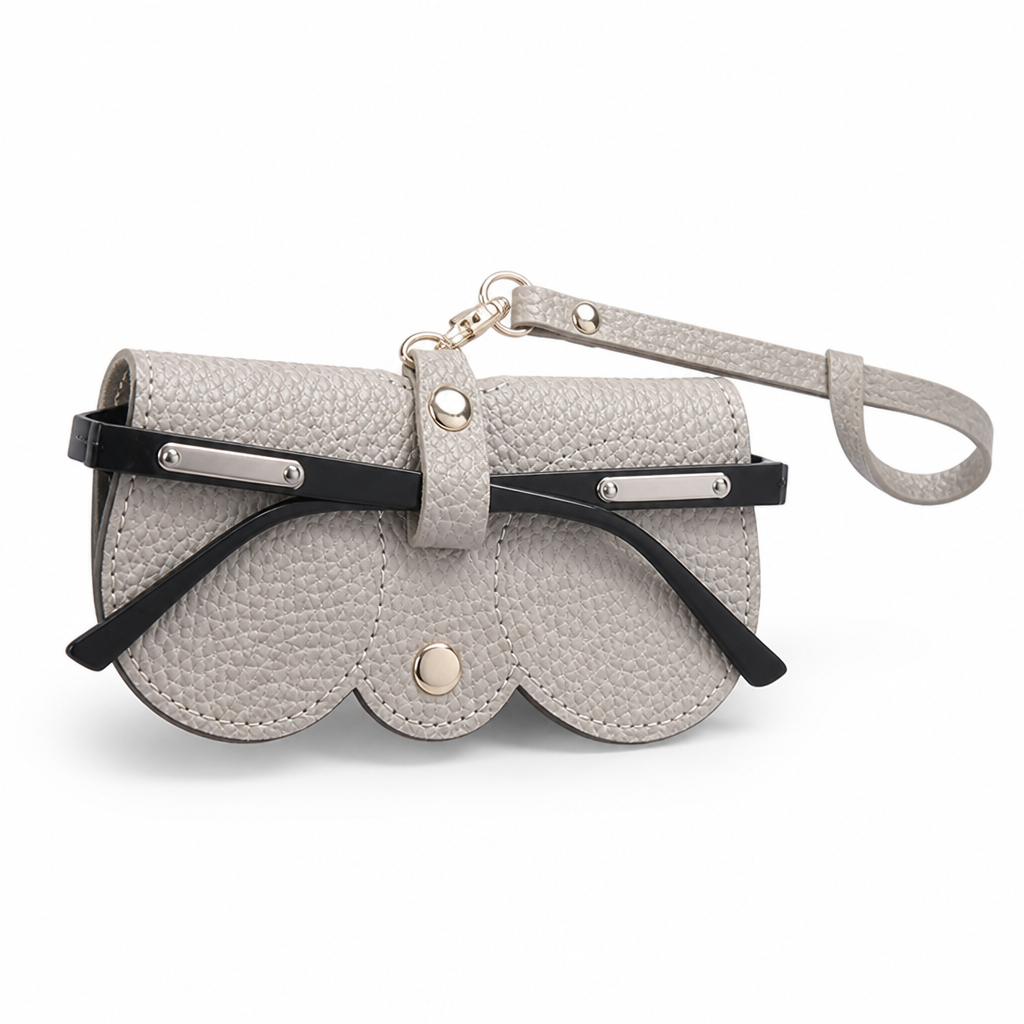 Glasses Case PU Leather & Plush Interior Snap Closure