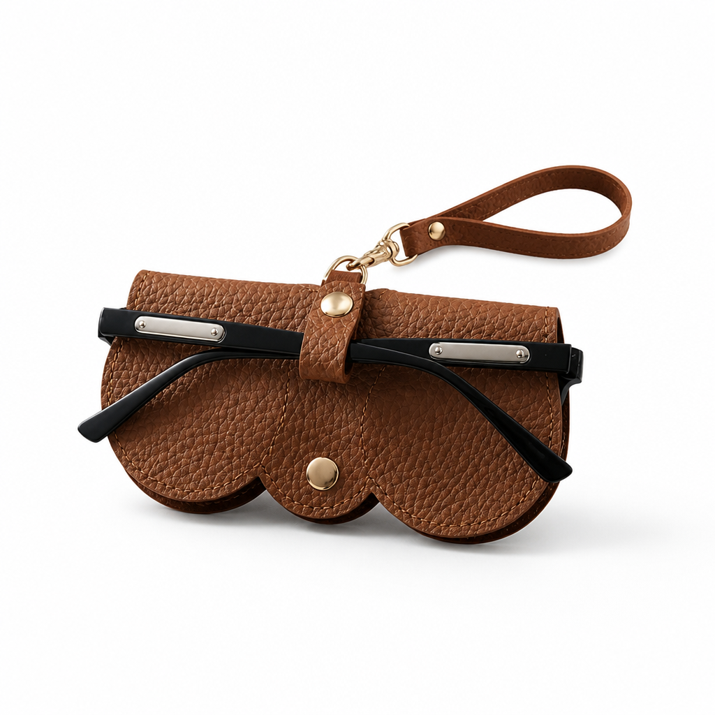 Glasses Case PU Leather & Plush Interior Snap Closure