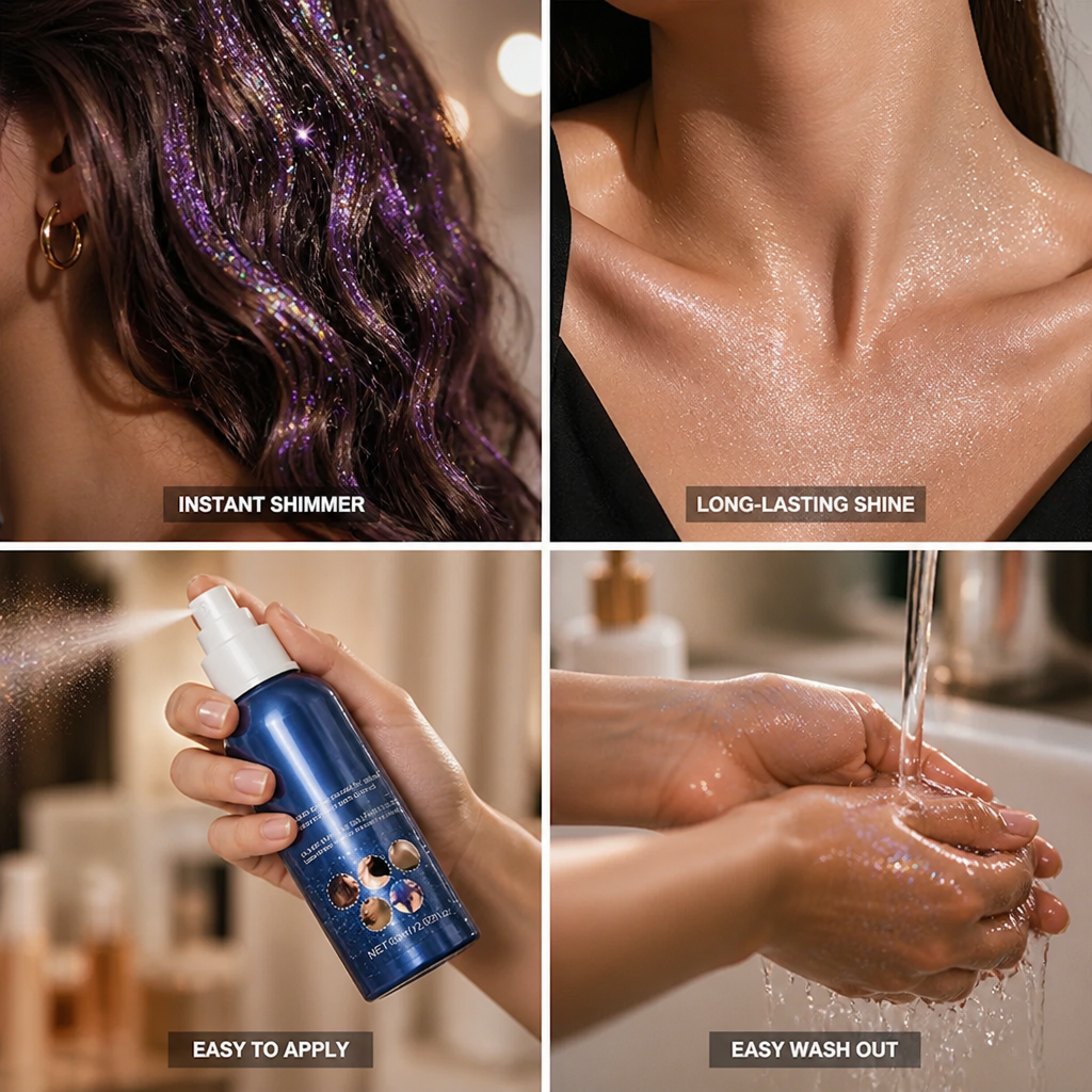 Glitter Spray Cosmetic-Grade Long-Lasting Easy Wash Out