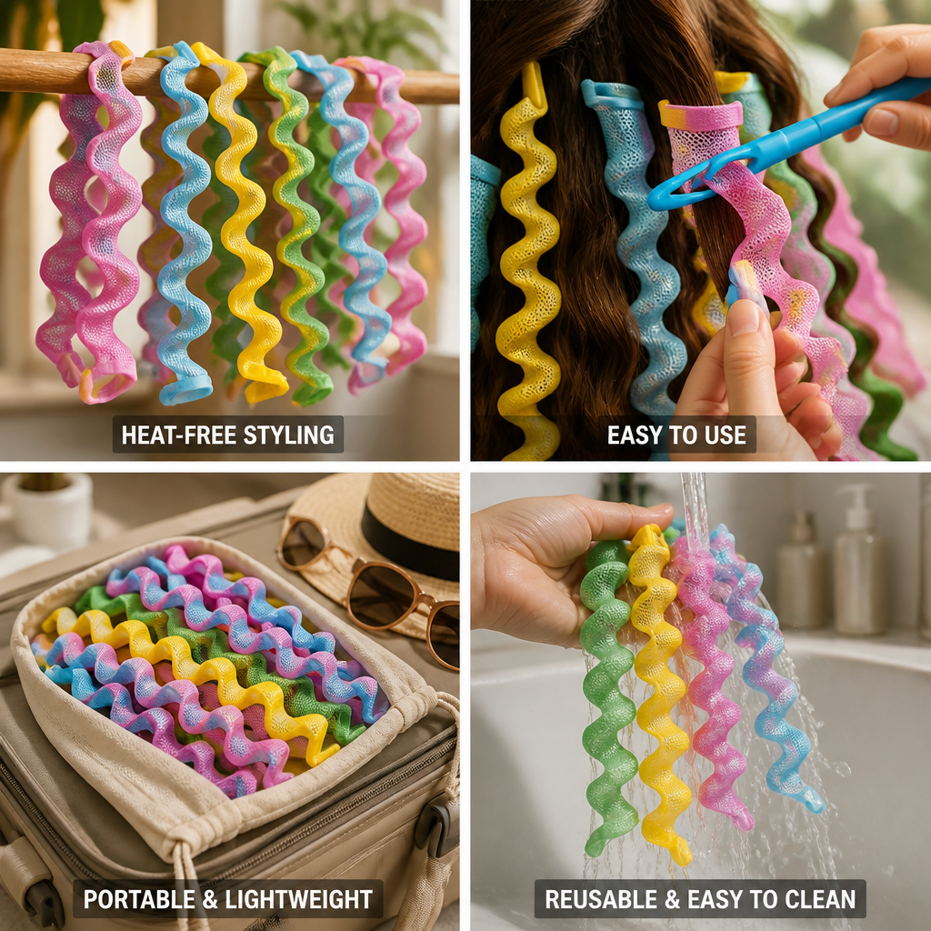 Hair Curlers Heat-Free Spiral Hook Included