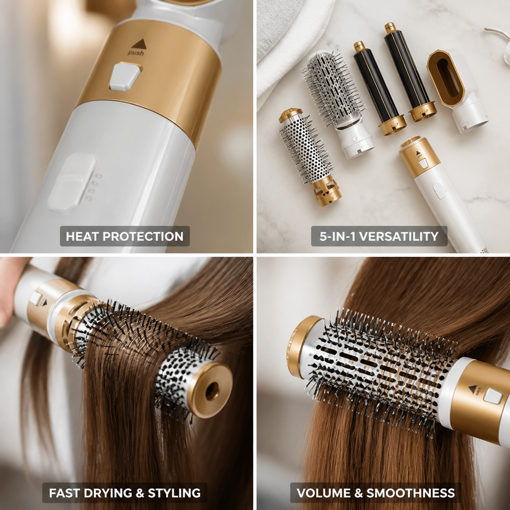 Hair Dryer Brush 5-In-1 Ceramic Coating