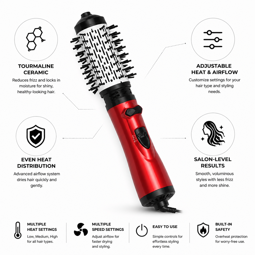 Hair Dryer Tourmaline Ceramic Adjustable Heat & Airflow