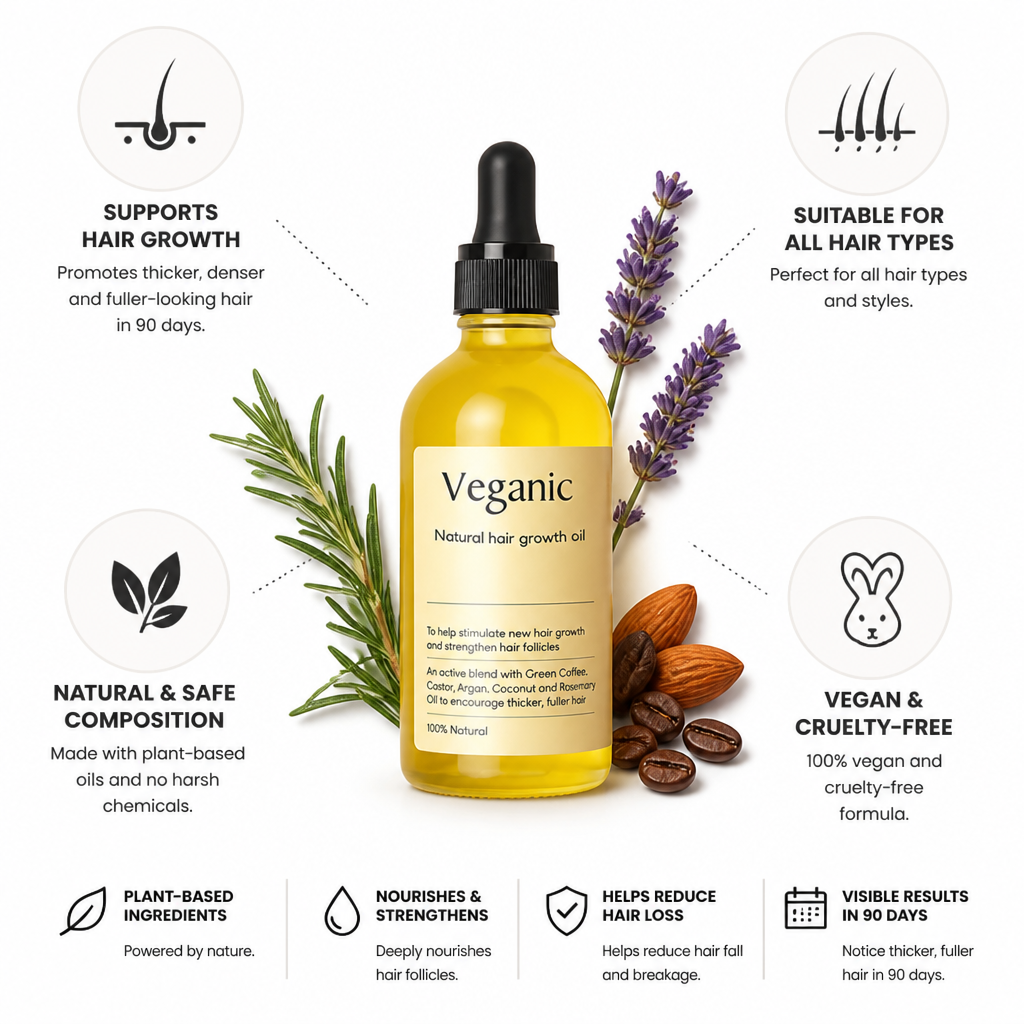 Hair Growth Oil Plant-Based Vegan & Cruelty-Free