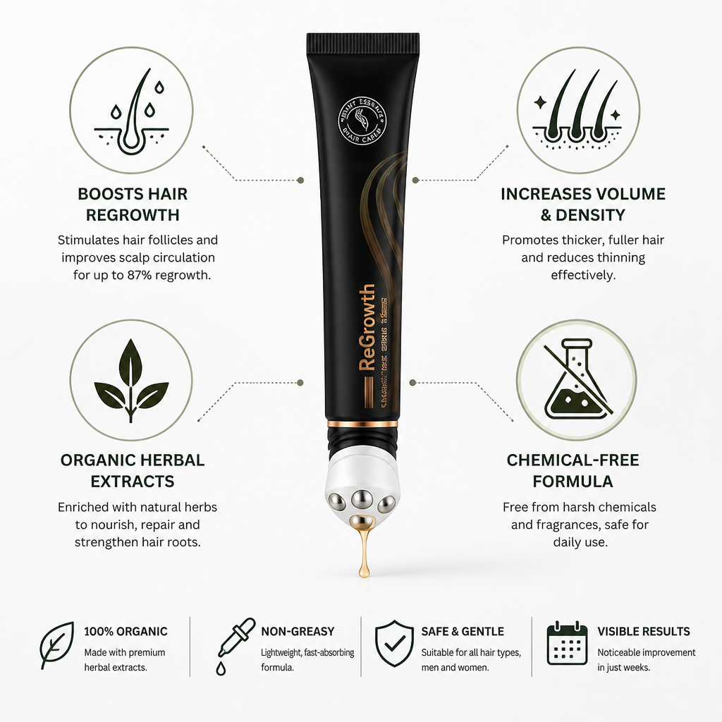 Hair Growth Serum Roller Applicator Organic Herbal Extracts