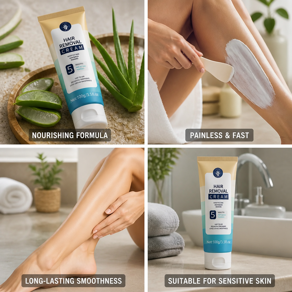Hair Removal Cream Painless Fast Aloe Vera