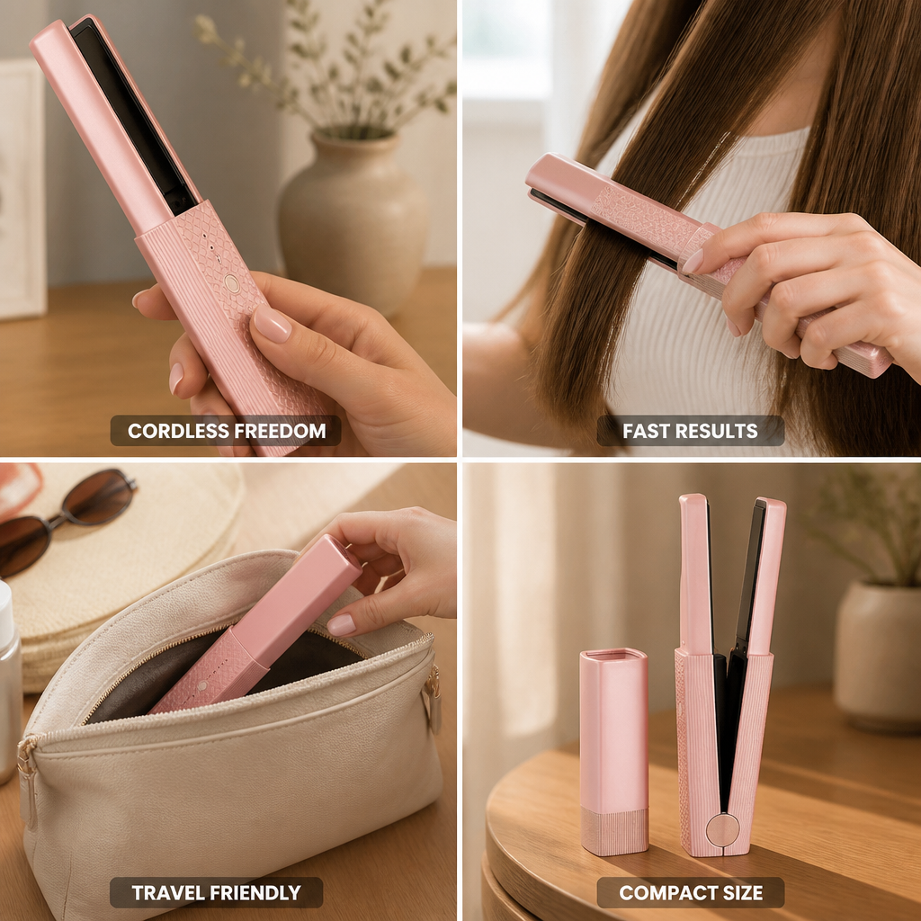 Hair Straightener Cordless Battery-Powered Travel Size
