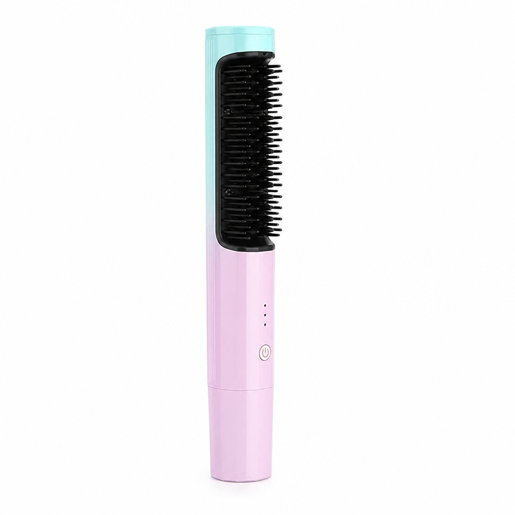 Hair Straightening Brush Cordless USB-C Ceramic Tourmaline