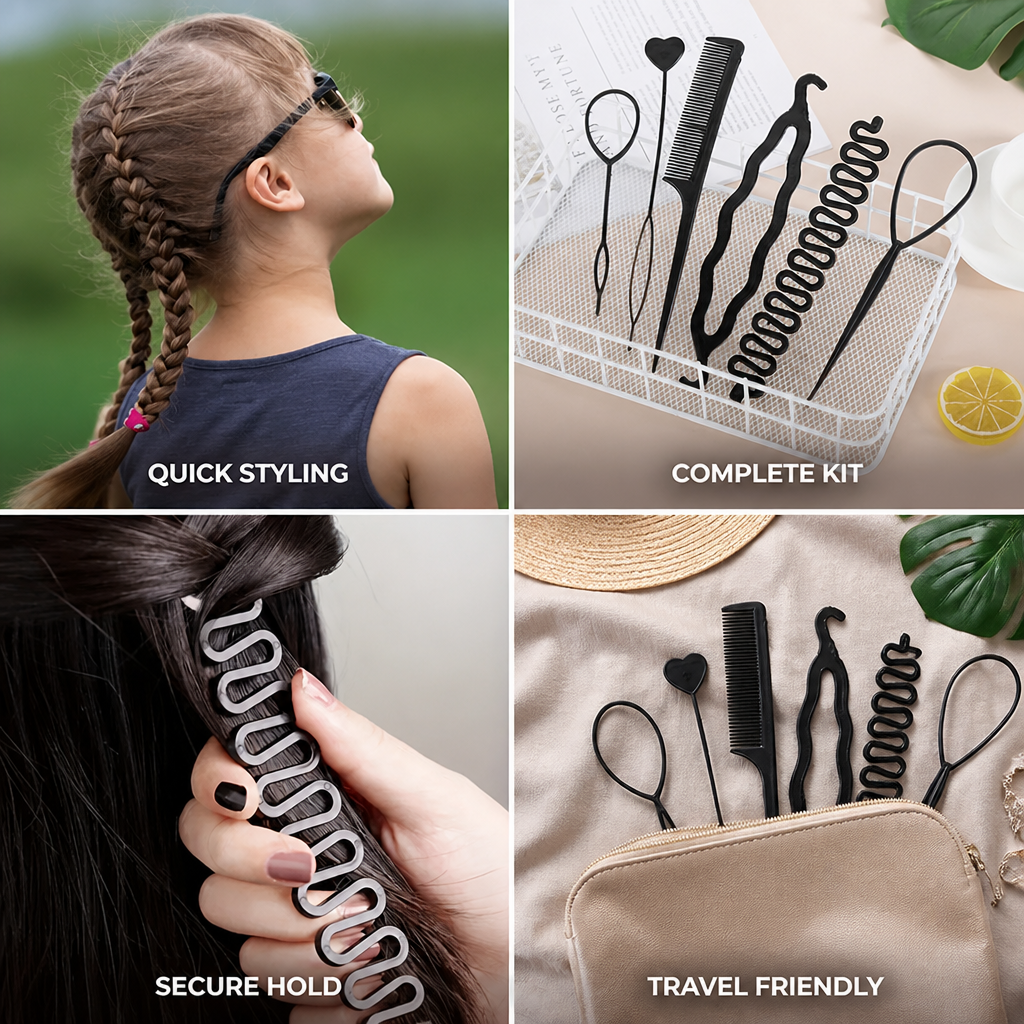 Hair Styling Kit Portable Easy Braids & Ponytails