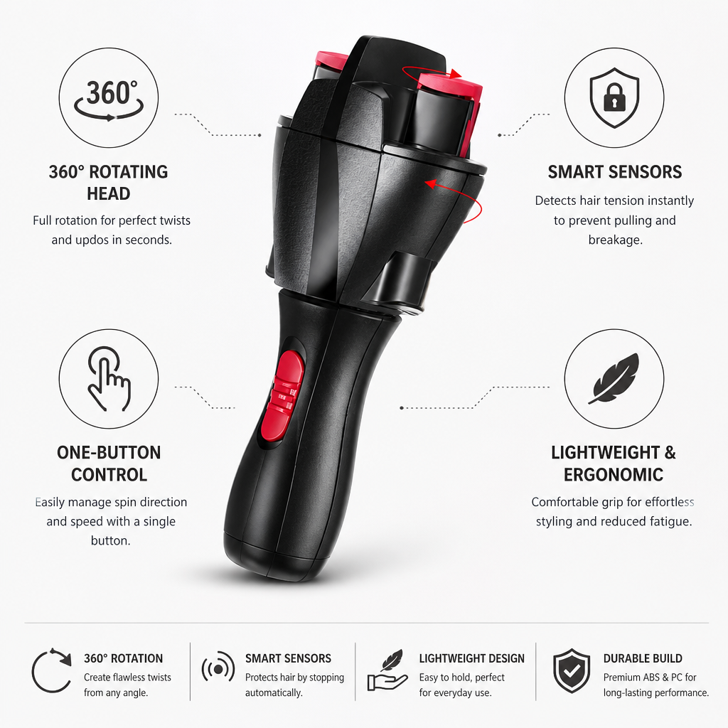 Hair Styling Tool 360° Rotating Head & Smart Sensor