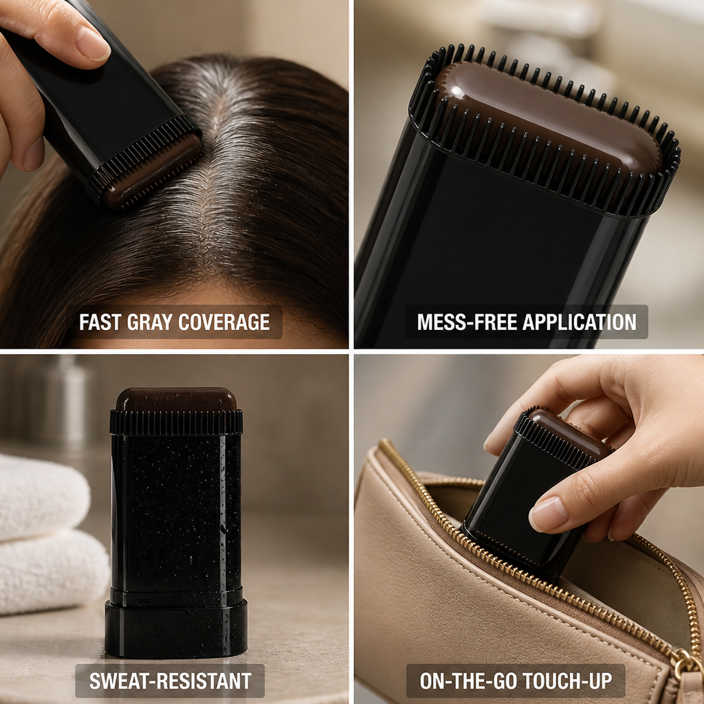 Hair Touch-Up Stick Twist-Up Comb Sweat-Resistant & Smudge-Proof